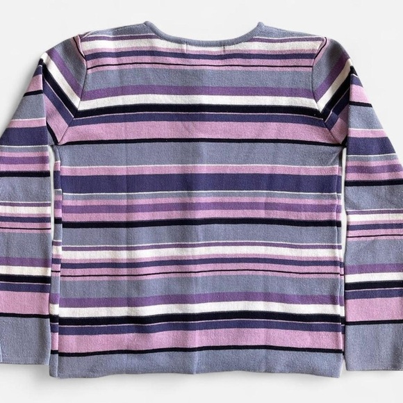 Vintage Rafael Sport Purple Striped Button Front Long Sleeve Cardigan - Picture 5 of 5